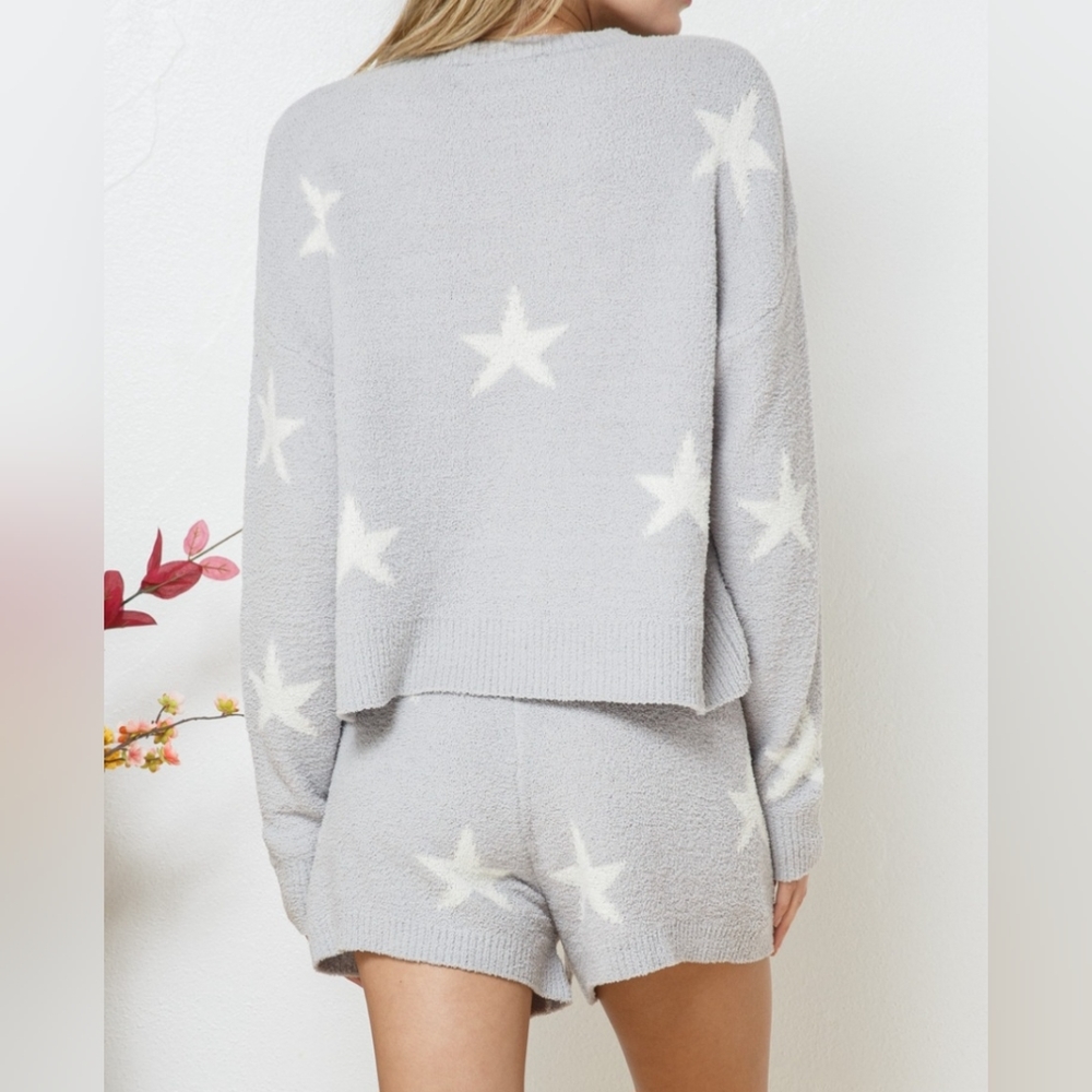 #159 Fabulous Soft Long Sleeve Star Print Top&Short 2pc Set - Picture 11 of 12